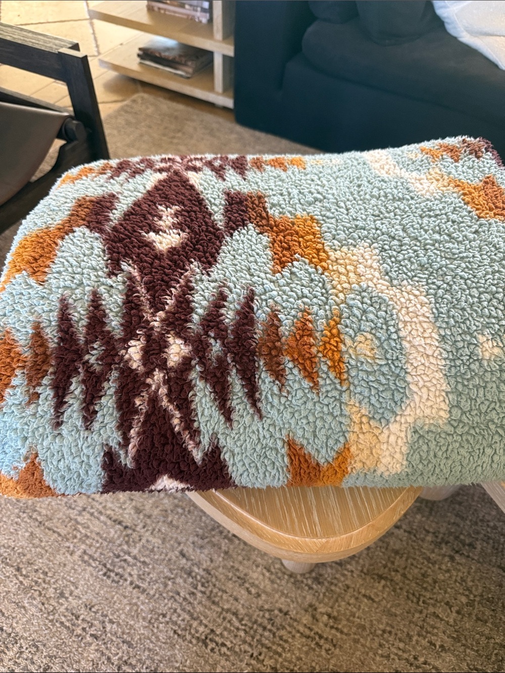 Pendleton Aqua, Brown & Mustard Geometric Sherpa Throw
